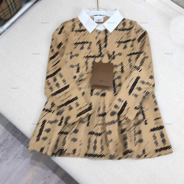 Luxury baby skirt Long sleeved Princess dress Size 100-160 CM kids designer clothes summer Logo Full Print girls partydress