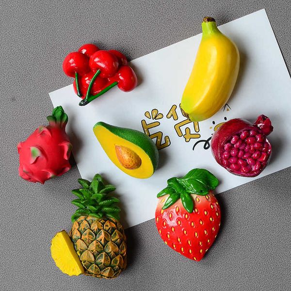 Fridge Magnets 3d creative simulation fruits refrigerator magnets resin blueberry durian refrigerator magnet necklace decoration of your hom