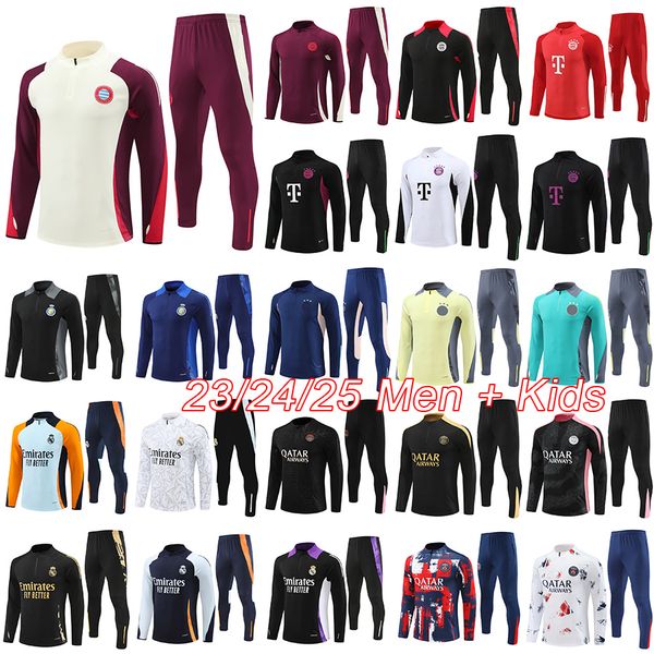 2024 BayernS soccer tracksuit training kit Paris Madrids Men and kids football kits 23 24 25 KANE SANE HATO KROOS Mbappe football tracksuits