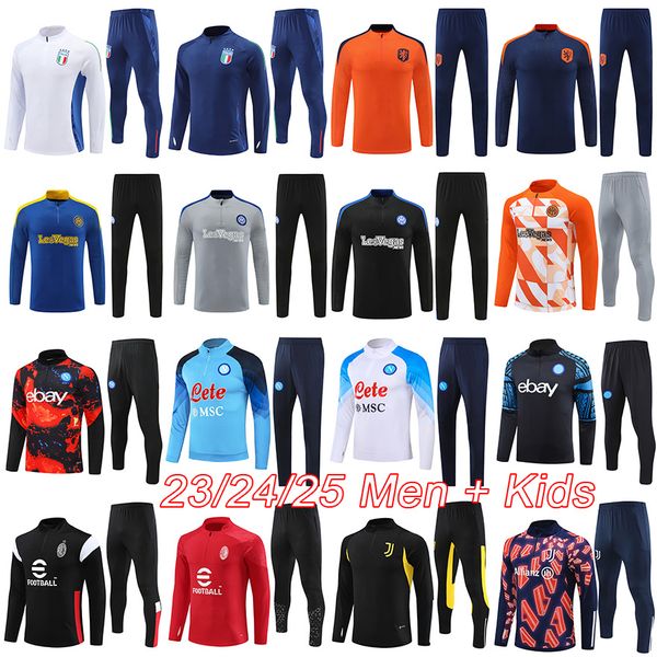 ItalyS Serie A AC Inter kids football kits 2024 naples milan mens soccer tracksuit miami football tracksuit training kit 23 24 25 VIRGIL POG
