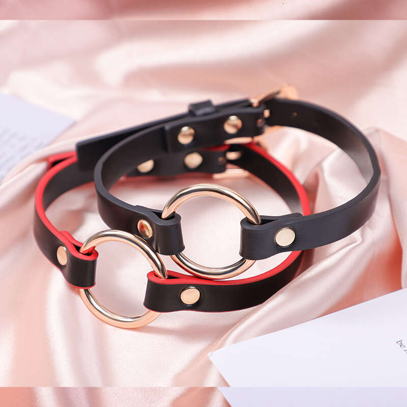 Cross border hot selling SM props, golden circular ring, fun collar, women&#039;s SM training, traction neck cover, alternative adult products