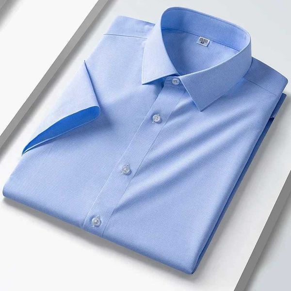 Mens Mulberry Silk Shirts Easy Care Short Sleeve Classic Business Formal Dress Shirt Casual Standard Fit Male Workwear Shirts X250125