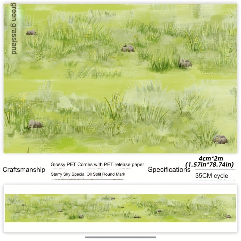 TEMU 2m-78.74in Roll Of Decorative Grass Paper Tape - Perfect For Crafts, Scrapbooking, And Home Decor