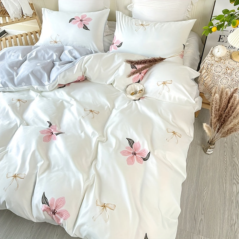 TEMU 3pcs Fashion Fresh Duvet Cover Set, Flower Print Bedding Set, Soft Comfortable Duvet Cover, For Bedroom, (1*duvet Cover + 2*pillowcase, Without