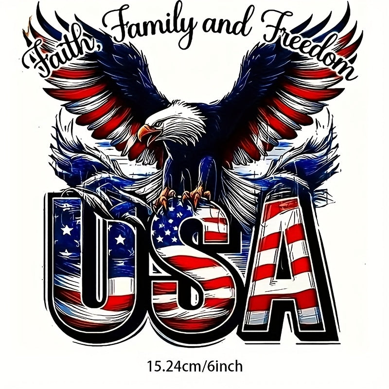 TEMU 2d Flat, 6 Inch Patriotic Usa Vinyl Decal Sticker - American Totem Eagle & With "" Text - Self-adhesive Glossy Finish For Cars, Trucks, Laptops,