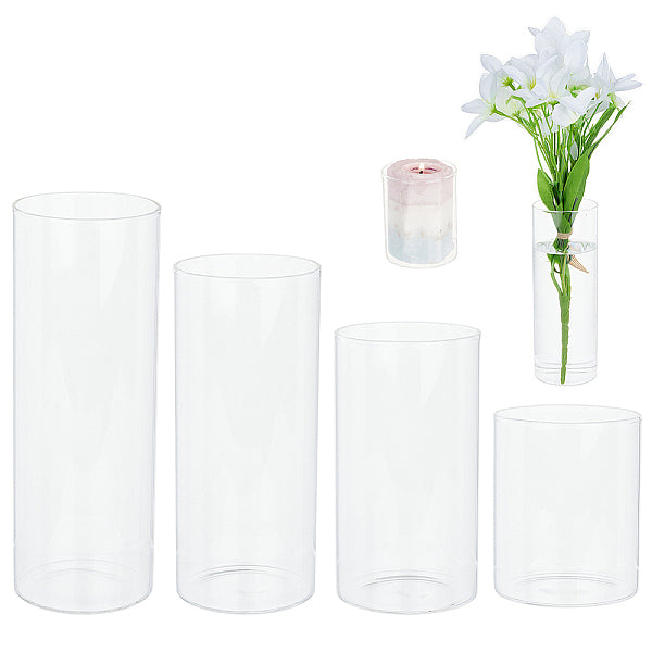 4Pcs 4 Styles Column Glass Vase Ornaments