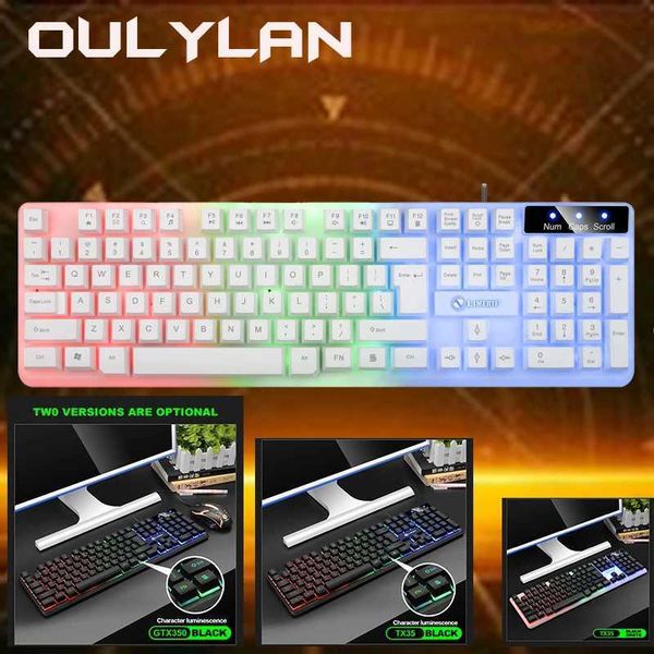 LIMEIDE Upgraded GTX350 Glow Keyboard and Mouse Kit USB Wired 104 Keys Cap Cover Keyboards Mouse Set for He Off Cputer Z250116