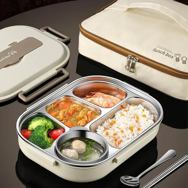 304 Stainless Steel Company Insulated Lunch Box Office Staff Student Sealed Portable Bench Microwave Heated Food Container 240816