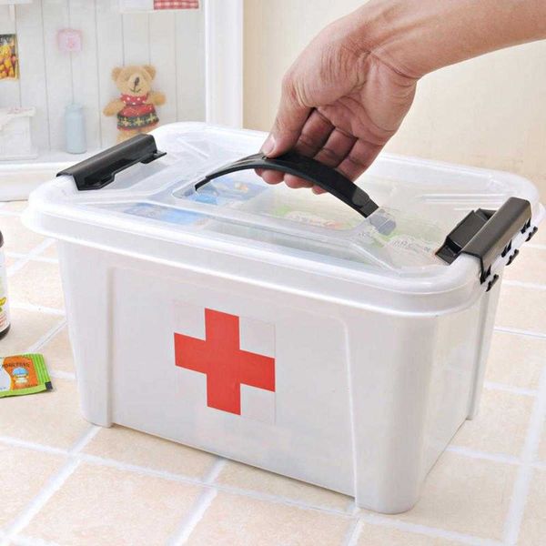 Storage Boxes Bins Convenient Storage Box Plastic Box Portable Durable Storage Home Medicine Case Health Care Pills First Aid Kit to Use Box