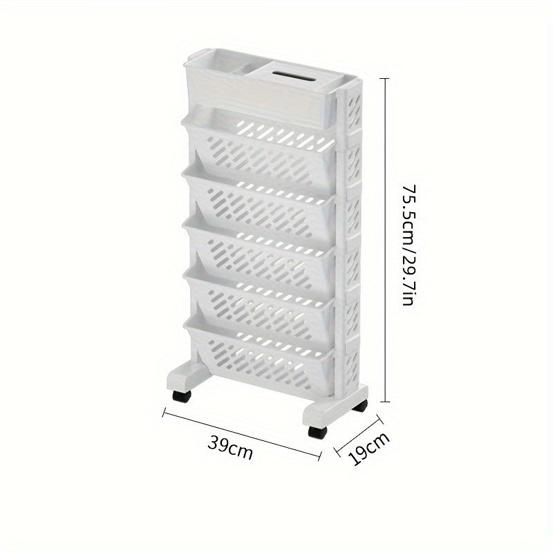 TEMU Office And Home Portable Simple Bookshelf Floor Standing Rack Book Storage Rack Cart Desk Side Storage Rack, Suitable For Books, Tablets,