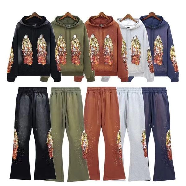 Capuzes de grife masculinos que decide moletom de manga longa de guerra com moletom com calça de calça alta pullover sportswears com capuz p