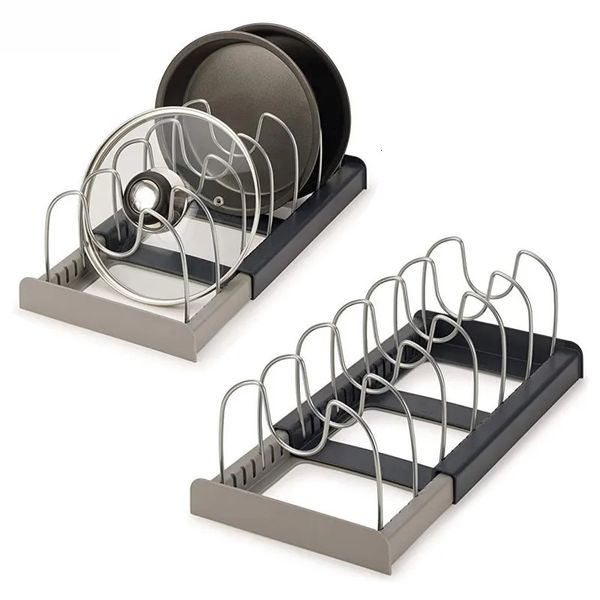 Kitchen Cabinet Organizers for Pots and Pans Expandable Stainless Steel Storage Rack Cutting Board Drying Cookware Shelf 231226
