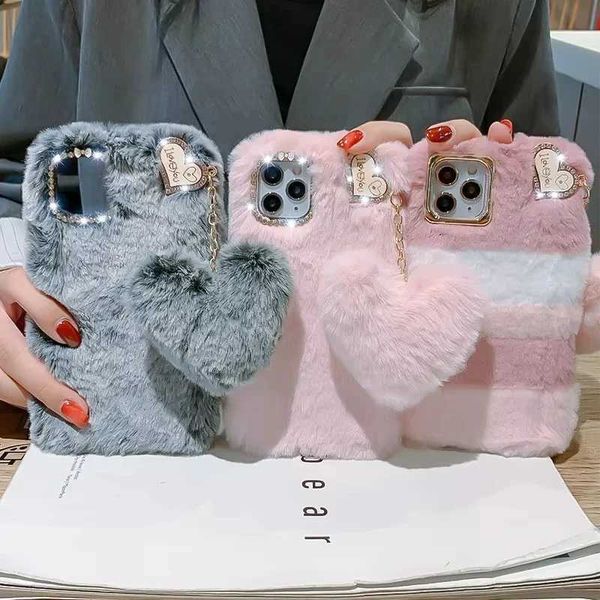 New Arrival Plush love phone case suitable for iPhone 16 11 12 13 14 Pro XR X Xs Max mini 7 8 6 Plus Max SE 3D fur anti shedding protective