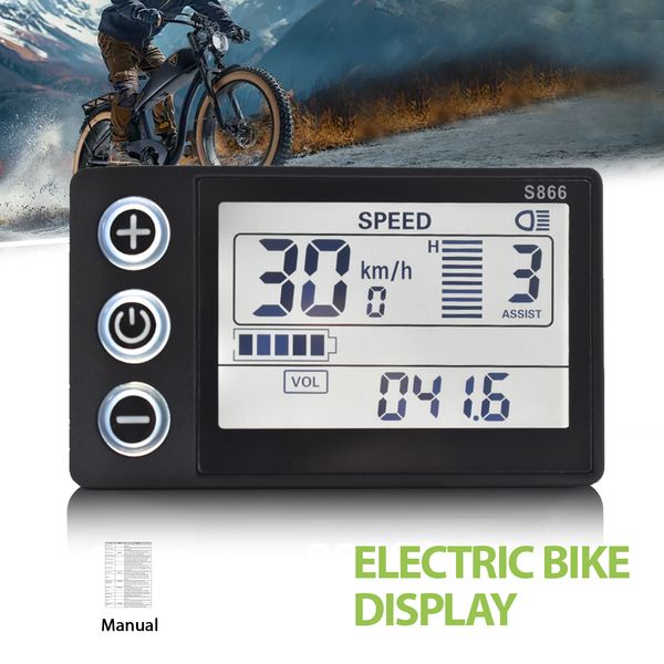 Electric Bike LCD Display Meter S866 with USB & UART Connectivity for Mountain eBike Accessories