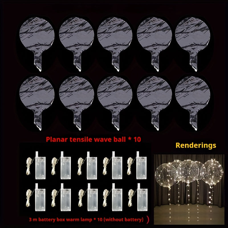 TEMU 10pcs Led Light Strips 10pcs 20 Inch Led Glowing Bubble Balloon String Lights (transparent Balloons) Perfect For Birthday, Wedding, Christmas,