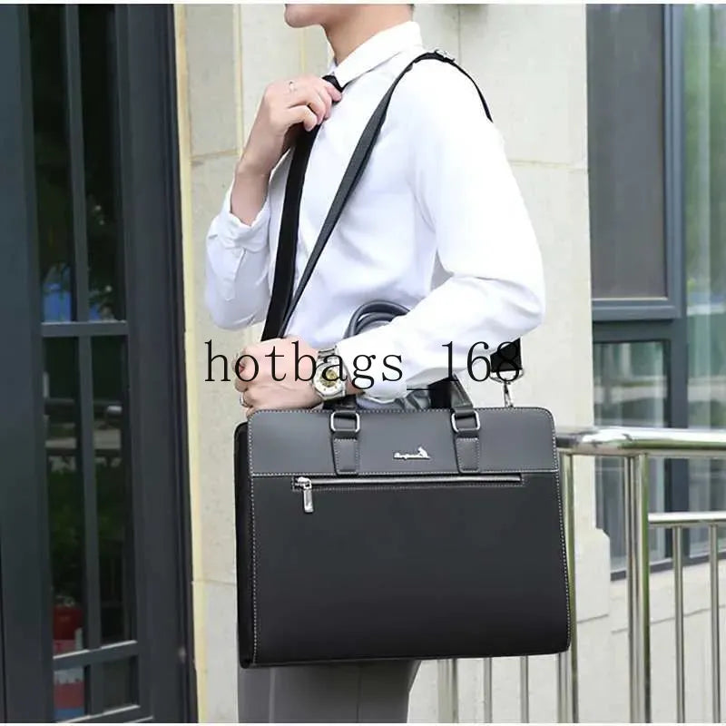 Men&#039;s Leather Business Briefcase - Stylish Crossbody Shoulder Messenger Bag for Laptops