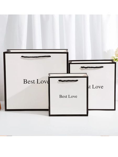 5 pieces-batch 22 * 21 * 9.5cm gift paper bags shopping bags for large clothing shoes wedding gifts jewelry packaging 250106