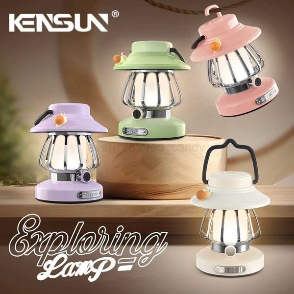 Retro Portable Camping Lantern Stepless Dimming LED Desktop Lamps 3 Lighting Modes Tent Hanging Light for Hiking Climbing Yard Bkl240731