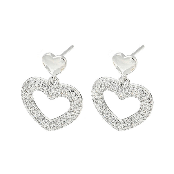 Boucles d'oreilles pendantes en laiton plaqué en forme de cœur