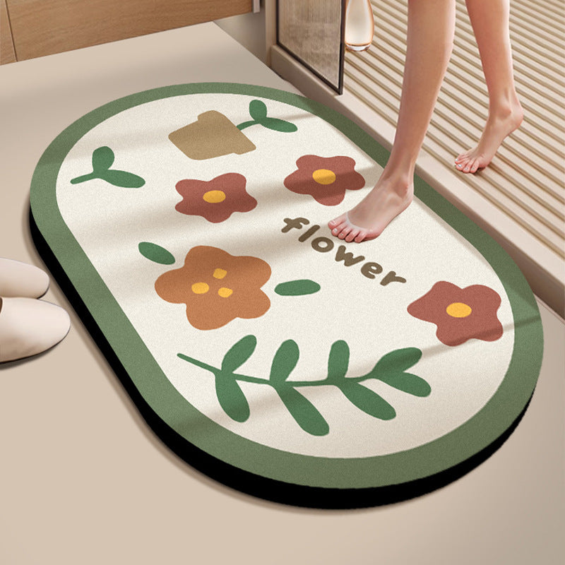 Simple Household Diatom Mud Floor Mat Bathroom Non-slip and Dirt-resistant Foot Mat Water-absorbing Quick-drying Easy-to-clean Bathroom Floor Mat