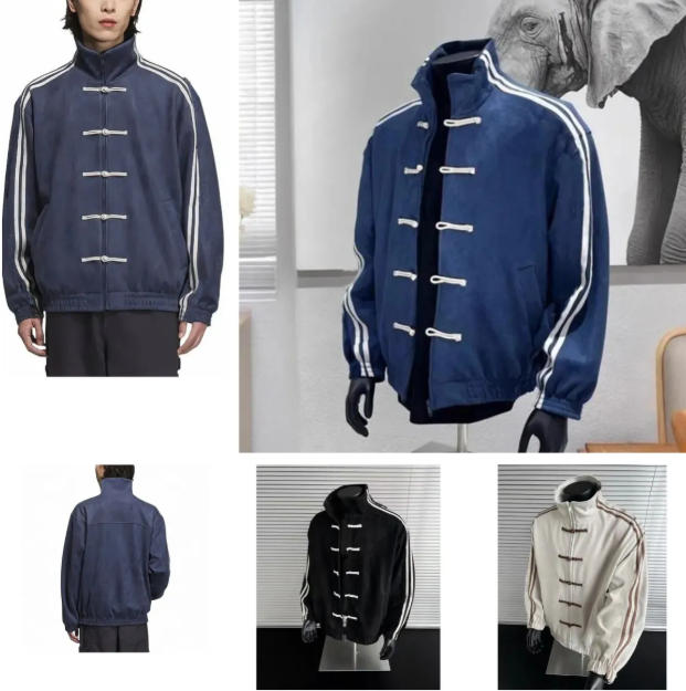 2025ss new casual individual and fashionable silk new Chinese-style stand-up collar button-button jacket classic loose Tang suit jacket for men and