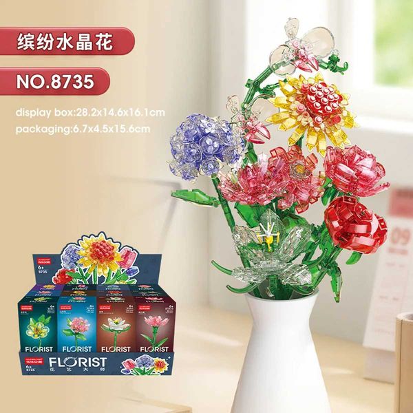 2024 Kawaii Creative Desktop Decoration Flowers Building Building Bouquet Bouquet Bricks DIY Toys de amizade para crianças Giftsc250120