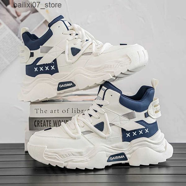 Sapatos casuais Casual Plataforma de caminhada branca vulcanizada tênis para homens British Style Athletic Shoes Men Street Style Shoes Mens