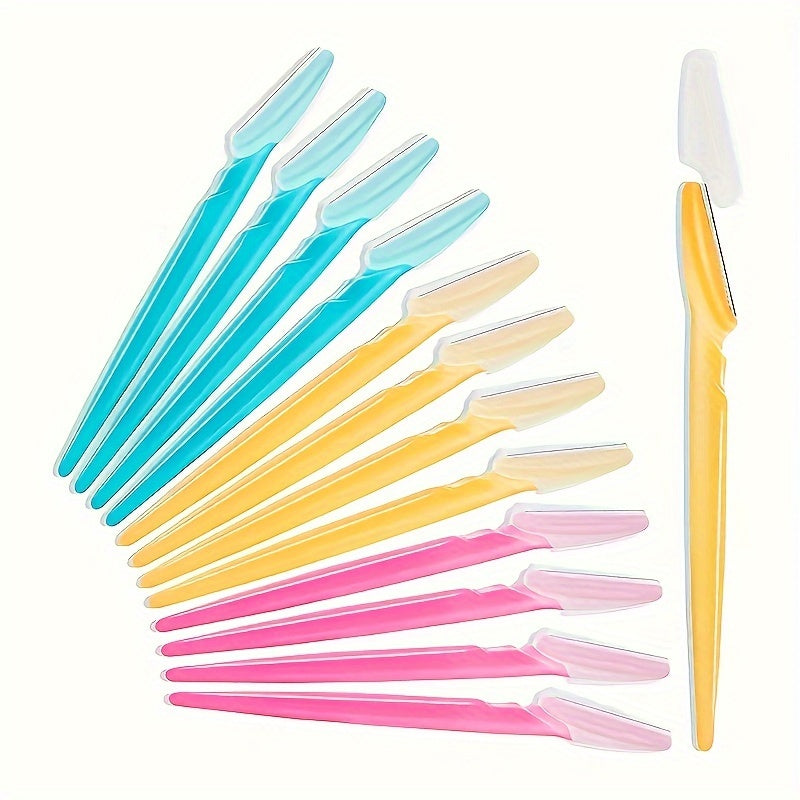 TEMU 60pcs Eyebrow Knife With Protective Cover, Safety Eyebrow Knife, Female Grooming Exfoliating Anti-scratch Shaving Eyebrow Knife, Professional
