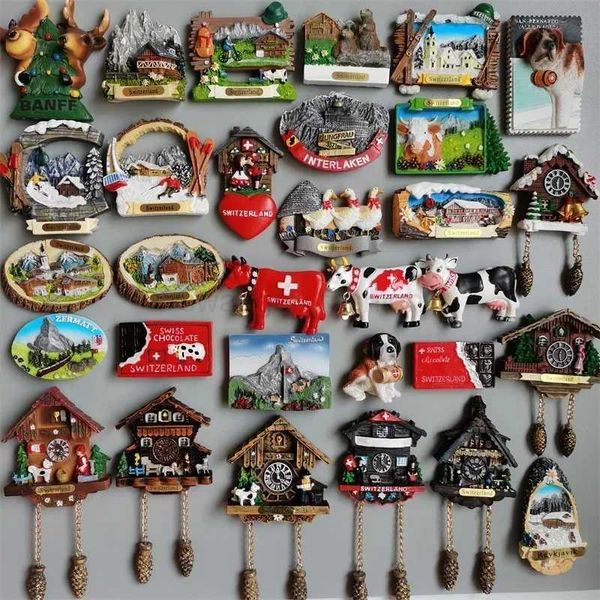 Switzerland Fridge Magnets Geneva Interlaken Swiss Cow Duck Cuckoo Clock Alpine Magnetick Refrigerator Stickers Souvenir GiftsXJ240809