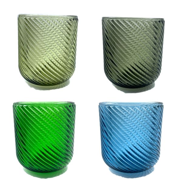 Vintage Drinking Glassware 9OZ Green Glass Drinking Cups Thick Farmhouse Drinking Glasses