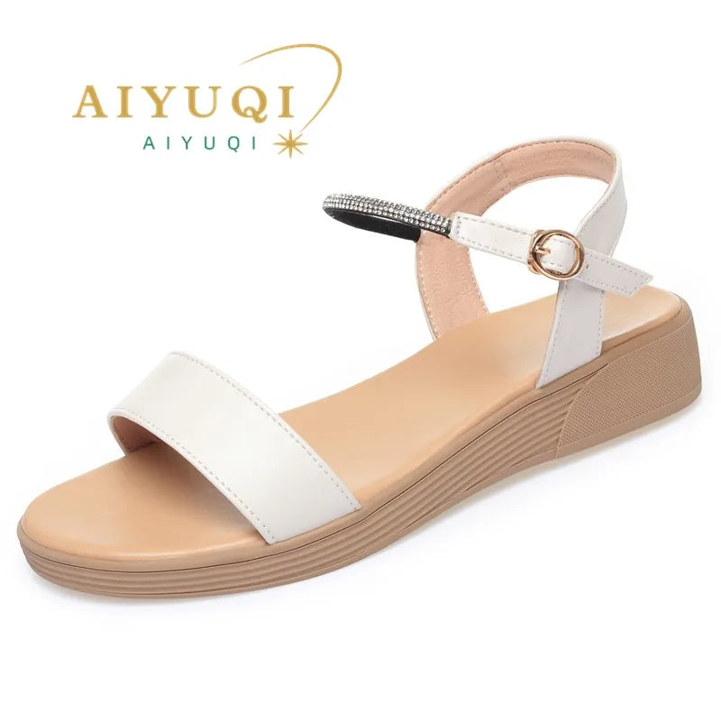 AIYUQI Women&#039;s Sandals Flat Summer Large Size Women&#039;s Sandals Open Toe Roman Sandals Women
