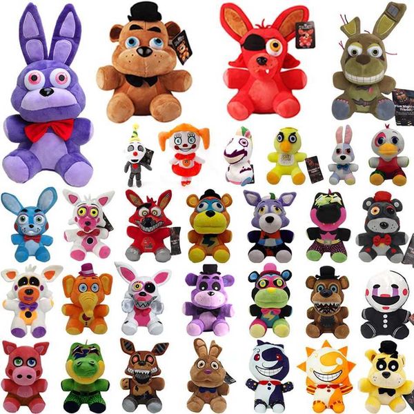 18cm FNAF Plush Toys Kaii Dys Foxy Bonnie Bear Ribbit Brinquedos de pelúcia de pelúcia em presente de aniversário para crianças Z250117