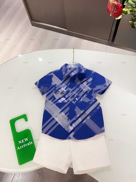 Brand baby T-shirt set child tracksuits boys girls Summer suit kids designer clothes blue short sleeve polo and White shorts
