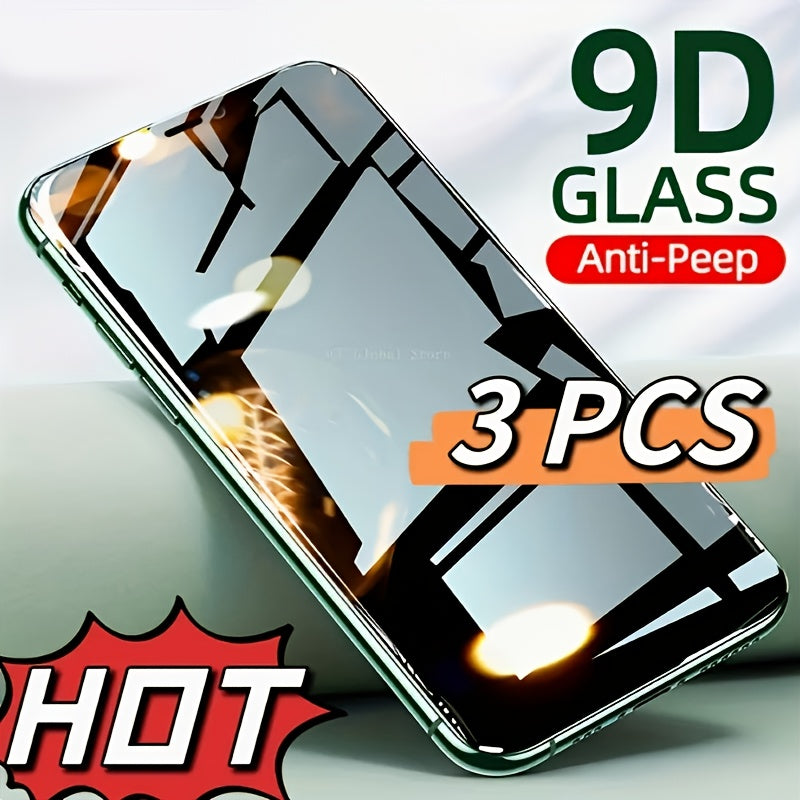 TEMU 3pcs Set Of 9d Reinforced Glass For Iphone 16 Privacy Screen Protector With 11-12-13-14-15puls Privacy Technology, Fully Covering The Phone
