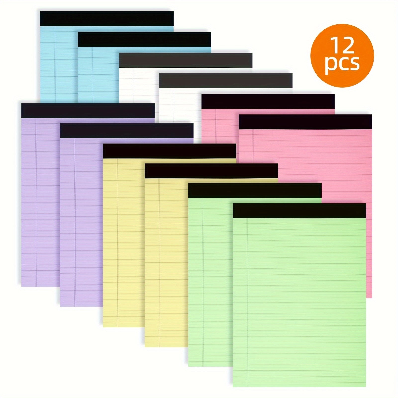 TEMU Tomnk 12pcs A4 Color Legal Ruled Pad Notebooks, 40 Sheets- Pad, Tearable Paper Notebooks, Books, 80gsm Thick Paper, For Schools, Teachers,
