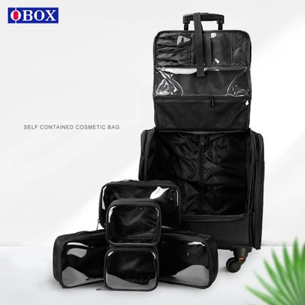 Women Rolling cosmetic organizer case train case Multi-layer tattoo makeup storage bag with wheels beauty tool kit trolley bags