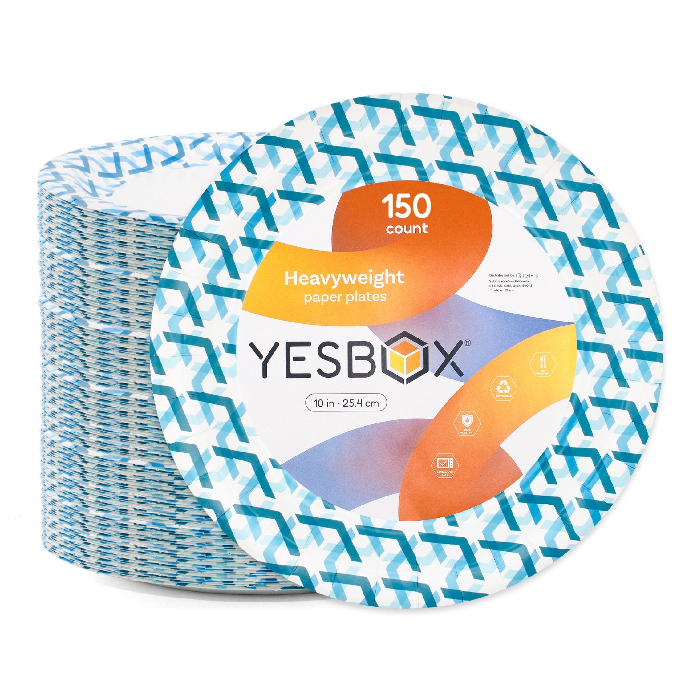 TEMU Paper Plates 10 Inch - Pack Of 150, Microwave-safe, Cut Resistant, Soak-proof, Sturdy Disposable Plates For Everyday Breakfast, Lunch, & Dinner