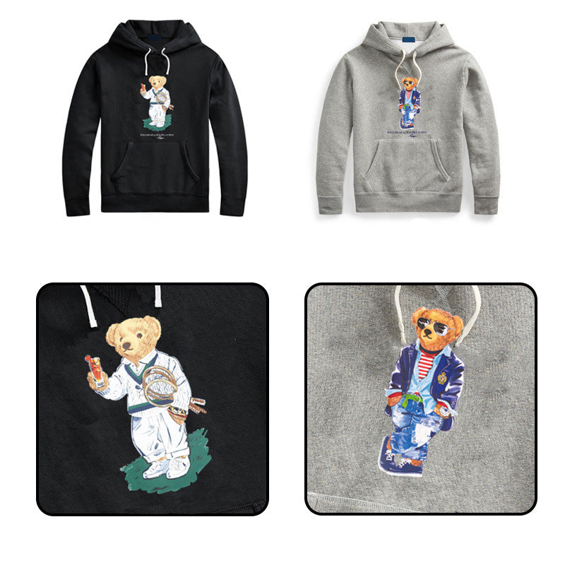 designer hoodie cool bear print womens sweater fleece shirts thick winter warm half zipper Knitting quality hooded sweatshirt hoodie CRD2411141F15