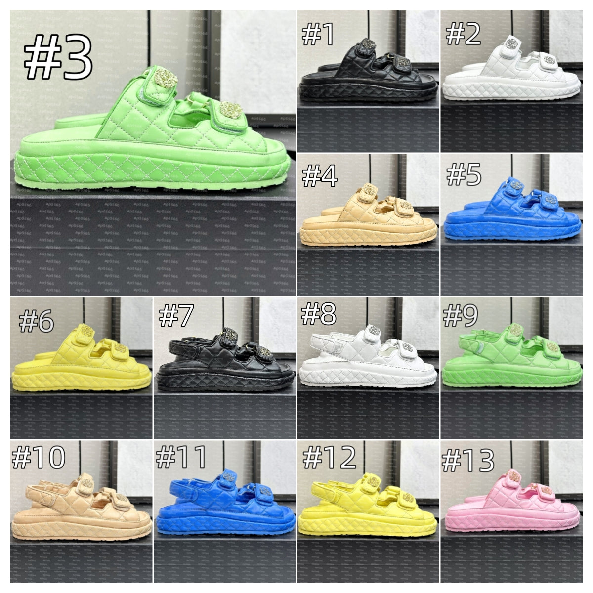 (Order by pic in opt, not by desc) Designer Sandals Slippers Cork Flat High Quality Fashion Summer Genuine Leather Slide Favourite Beach Casual Shoe