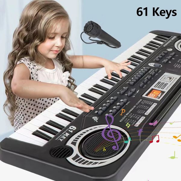 Keyboards Piano Kids Electronic Keyboard Portable 61 Keys Organ with Microphone Education Toys Musical Instrument Gift for Child Beginner 23