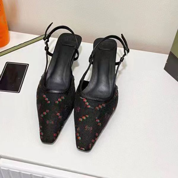 Sandals designer shoes high heels double letter leather pointed toes ankle formal evening luxury sandal for lady wedding outdoor diamond fas