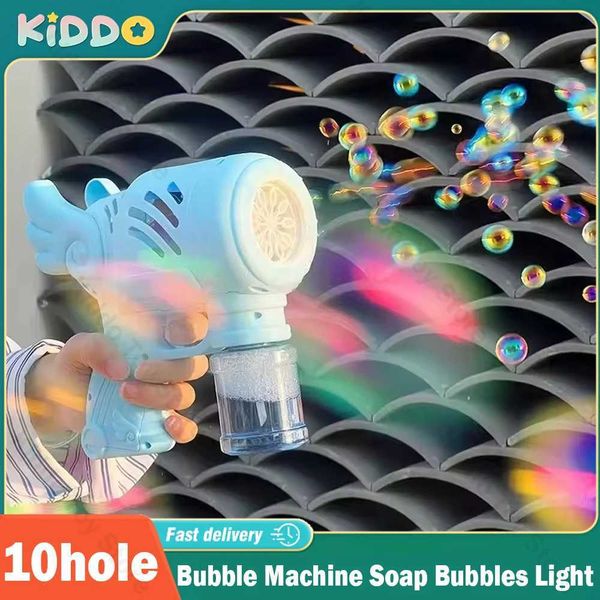 Baby Bath Toys Bubble Machine Soap Bubbles 10 Hole Children Summer Outdoor Automatic Bubble Gun with Light Toy Boys and Girls Birthday Gifts