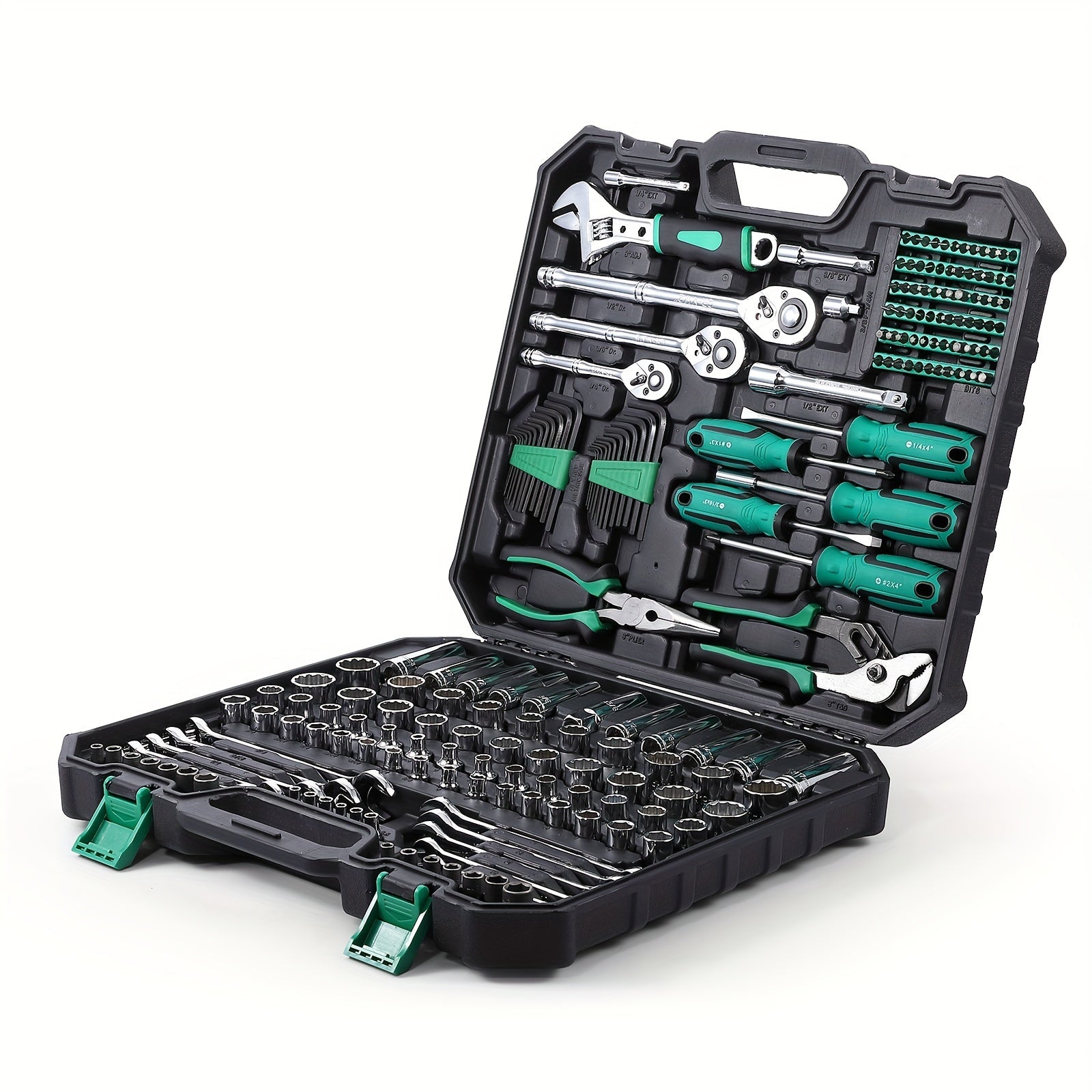 TEMU 213pcs Socket Wrench-20pcs Ratchet Wrench Combo Set, Agricultural Machinery Repair Kit, Portable Multi-functional Sae And Metric Home Hand Tool