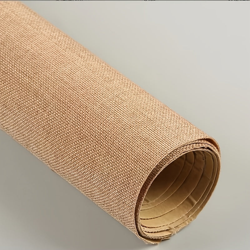 TEMU 19.68x58.26 Inch Self-adhesive Linen Cloth Roll - Beige & White Striped Weave, Diy Crafts, Decorating, And Scrapbooking, Includes Cutting