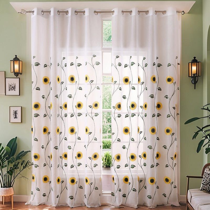 YL-37178 French green kitchen gauze curtain retro American light-transmitting French double-layer lace bedroom partition curtain bay window curtain