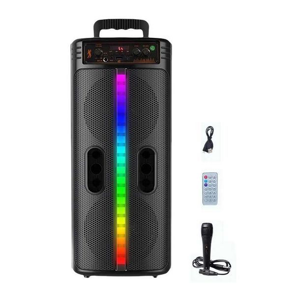 Loudspeaker box Speakers Portable Wireless Sound Box Loudspeaker with Remote Control Microphone Double Subwoofer for Home Party Z241028