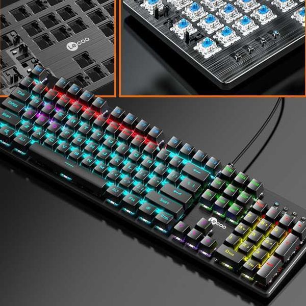 Keyboards Laiku GK302 Mechanical Keyboard E-sports Game 104 Key Green Axis Real Mechanical Keyboard S25210