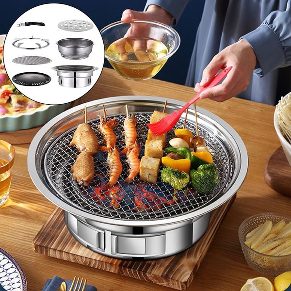 BBQ Tools Accessories Korean Charcoal Barbecue Grill Household Non-stick for Home Kitchen Outdoor Garden Stove 230414