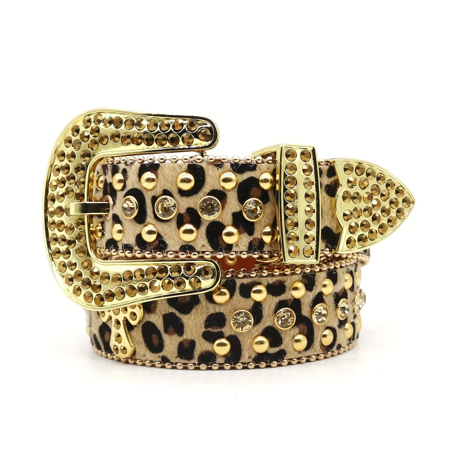 Best Women Men Western Cross Rhinestone Belt Y2K bb Crystal Leather Belt For Jeans Pants 241204