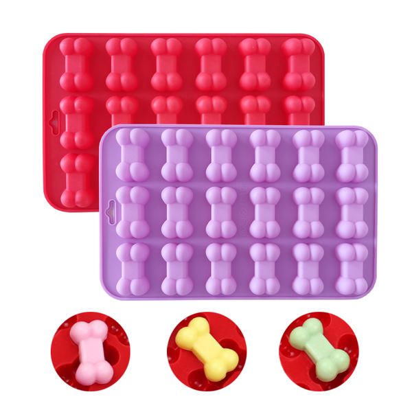 18 Grid 3D Sugar Fondant Cake Dog Bone Form Cutter Cookie Chocolate Silicone Molds Decorating Tools Kitchen Pastry Baking Mold SN4410